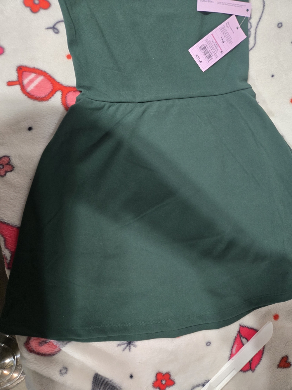 Butter Dark Green Mini Dress with Cross-Back Straps - Picture 3 of 12